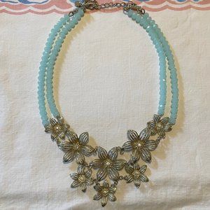 Anthropologie Beaded Necklace with Floral Design